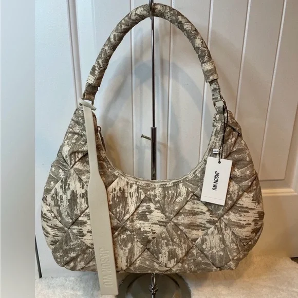 Jason Wu Dylan Woven Ivory Lizard Print camo Shoulder Bag Purse Handbag NWT $138 - Picture 2 of 13